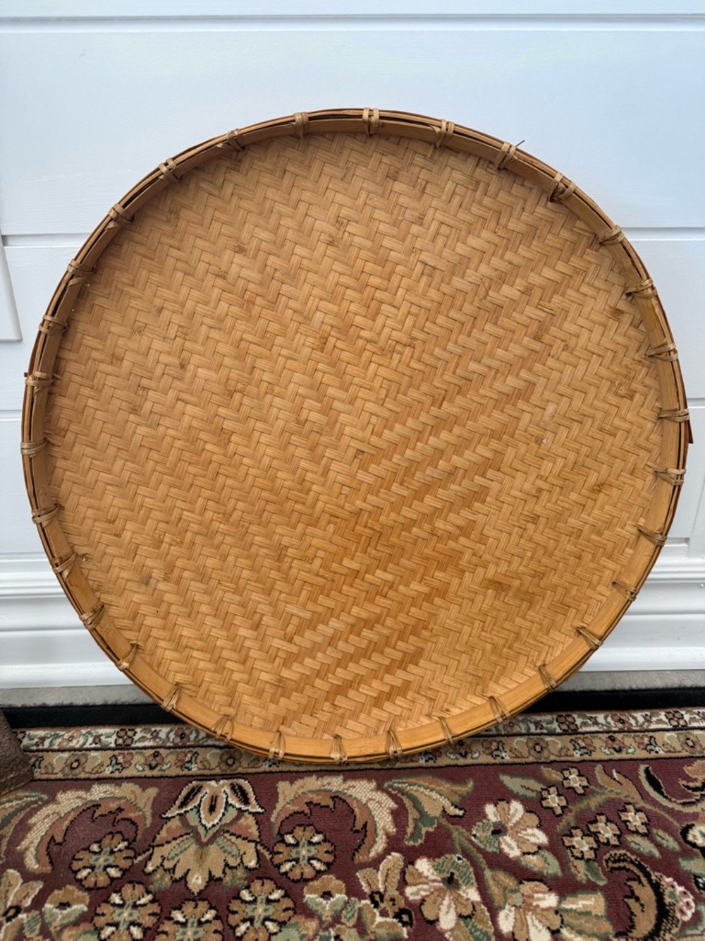 Vintage Handwoven Natural Bamboo Wall hanging / Tray
